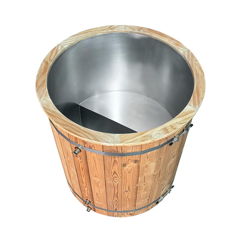 Thermo Pine Wood Ice Bathtub with 304 Stainless Steel Liner