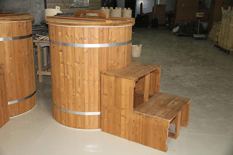 Thermo Pine Wood Ice Bath Tub with 304 Stainless Steel Liner