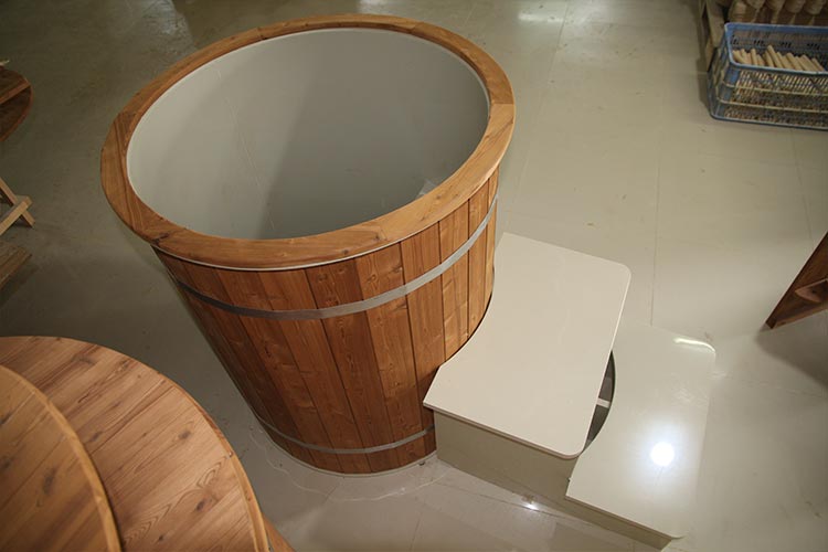 Thermo Pine Wood Ice Bath Tub with 304 Stainless Steel Liner