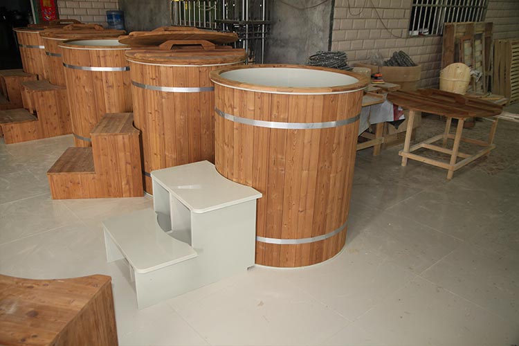 Thermo Pine Wood Ice Bath Tub with 304 Stainless Steel Liner