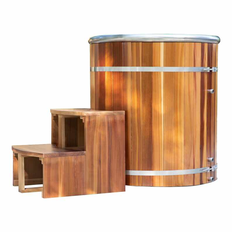 Round Red Cedar Cold Plunge Compact Recovery Tub