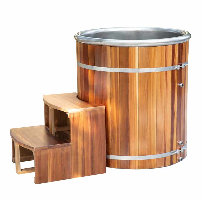 Pyöreä Red Cedar Cold Plunge Compact Recovery Tub